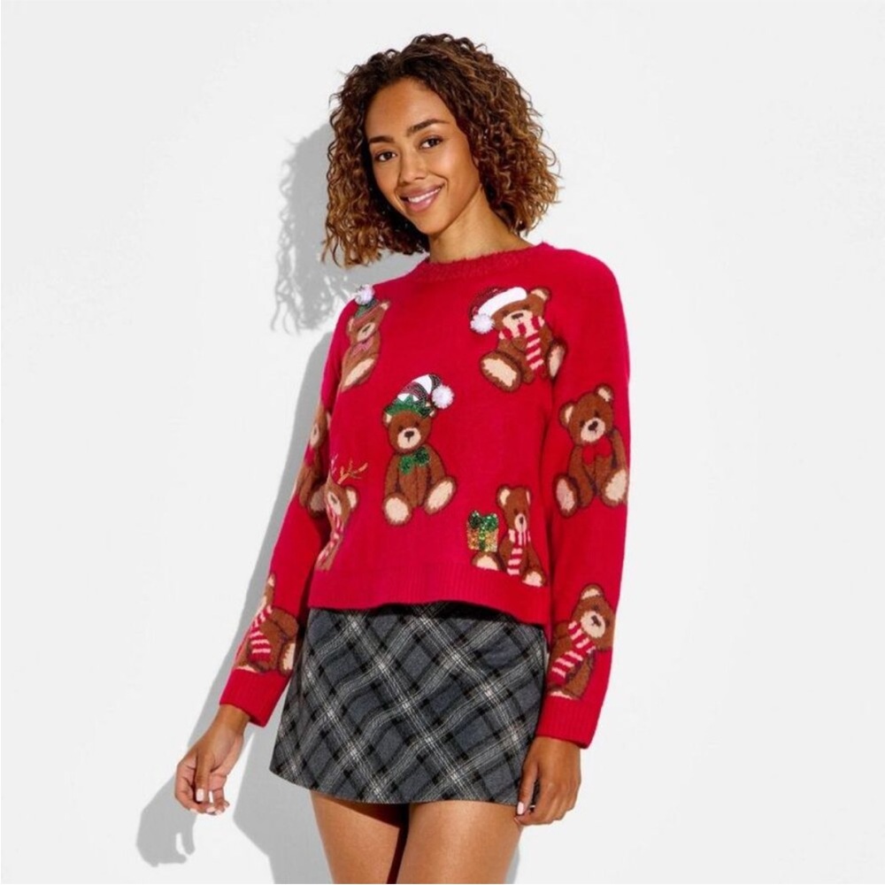 32 Degrees Red Fuzzy Sweater